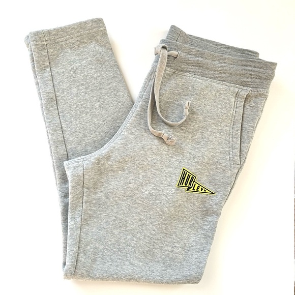 Hurley Jogger Fleece Sweatpants University Taper Leg Adjustable‎ Waist Pockets - Picture 1 of 13